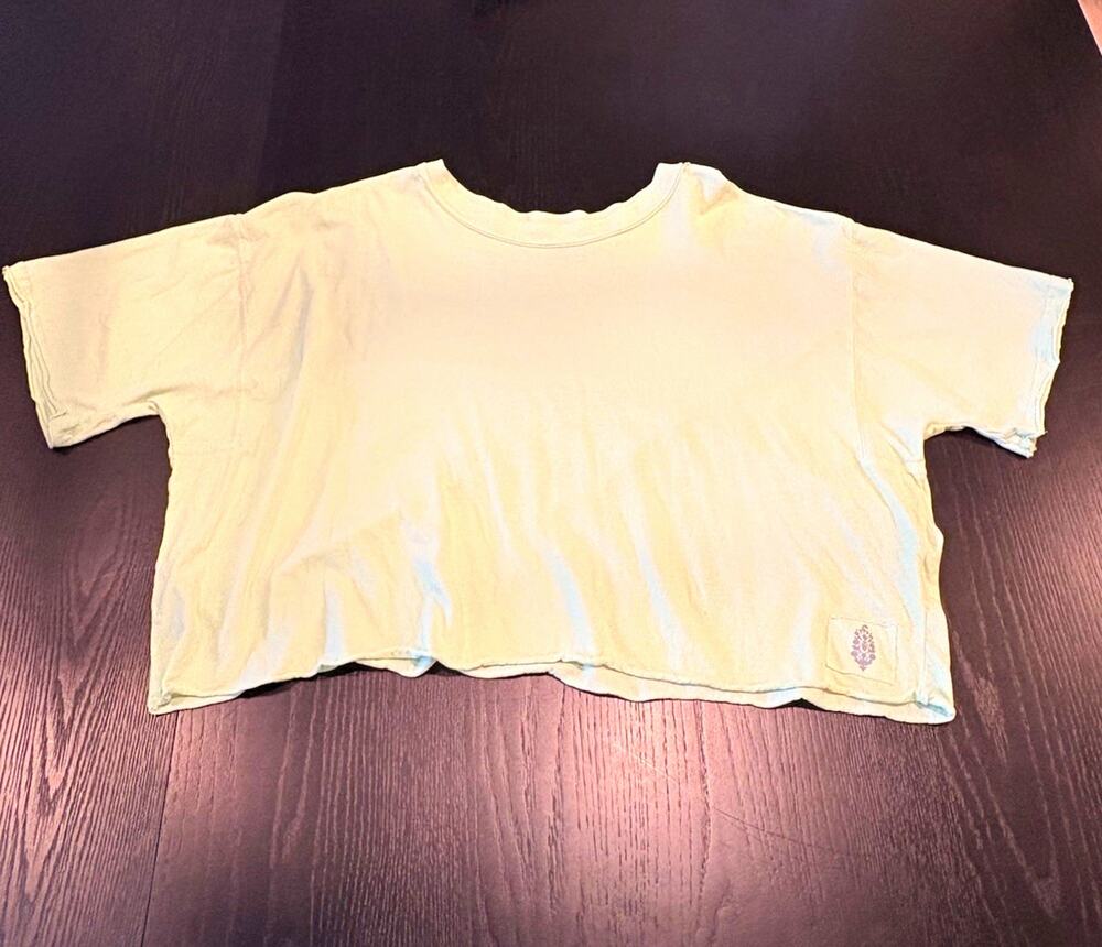 FP Movement Free People Lime Green Boxy Crop Top Short Relaxed Cotton Tee Large